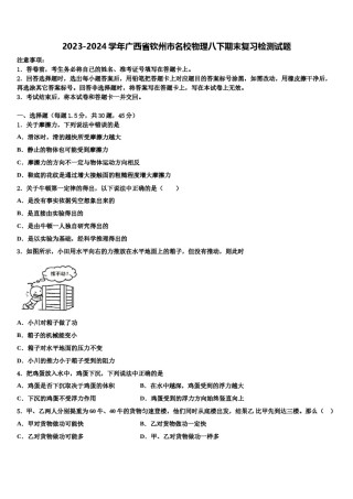 2023-2024学年广西省钦州市名校物理八下期末复习检测试题含解析.doc
