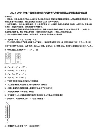 2023-2024学年广西贵港港南区六校联考八年级物理第二学期期末联考试题含解析.doc
