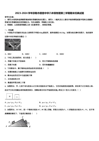 2023-2024学年弥勒市朋普中学八年级物理第二学期期末经典试题含解析.doc