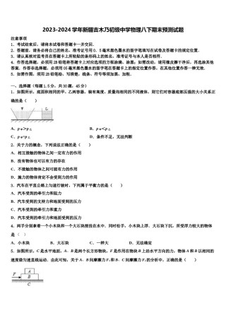 2023-2024学年新疆吉木乃初级中学物理八下期末预测试题含解析.doc