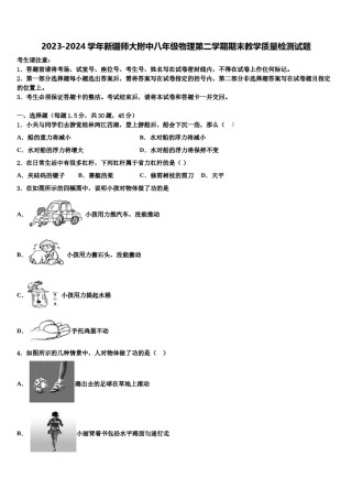 2023-2024学年新疆师大附中八年级物理第二学期期末教学质量检测试题含解析.doc
