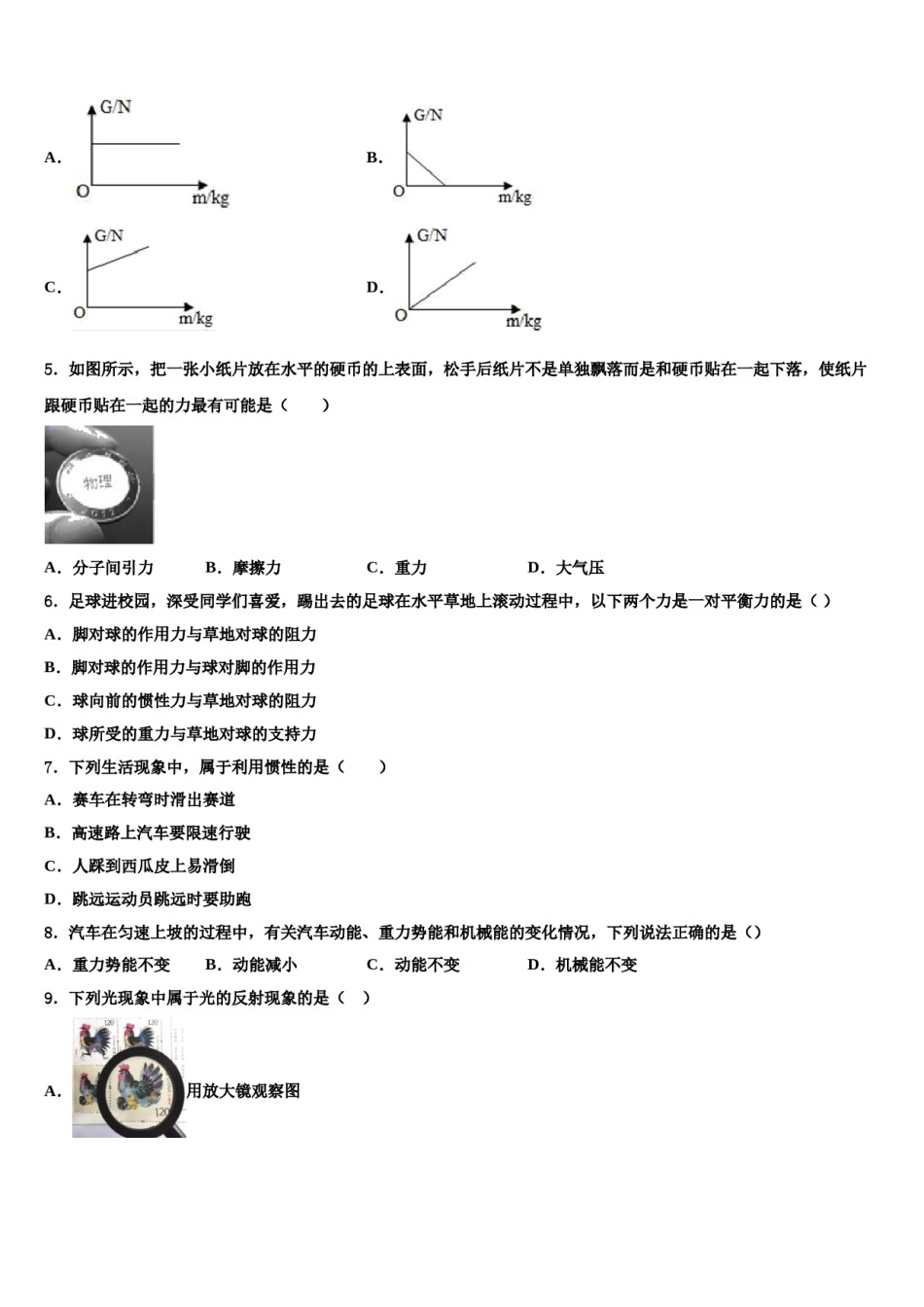 2023-2024学年新疆生产建设兵团农八师一四三团第一中学物理八下期末综合测试试题含解析.doc_第2页