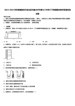 2023-2024学年新疆维吾尔自治区乌鲁木齐市第七十中学八下物理期末教学质量检测试题含解析.doc