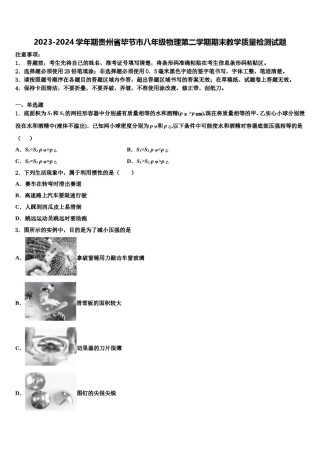 2023-2024学年期贵州省毕节市八年级物理第二学期期末教学质量检测试题含解析.doc