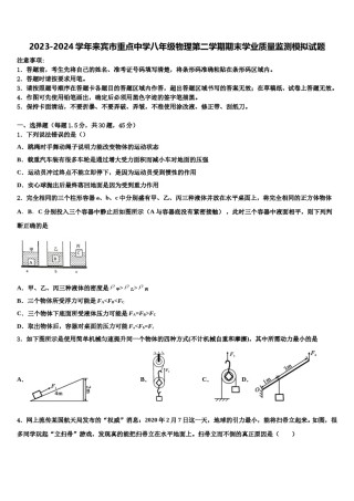 2023-2024学年来宾市重点中学八年级物理第二学期期末学业质量监测模拟试题含解析.doc