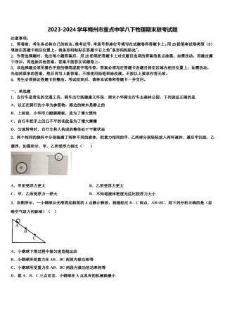 2023-2024学年梅州市重点中学八下物理期末联考试题含解析.doc