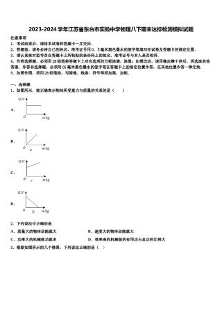 2023-2024学年江苏省东台市实验中学物理八下期末达标检测模拟试题含解析.doc