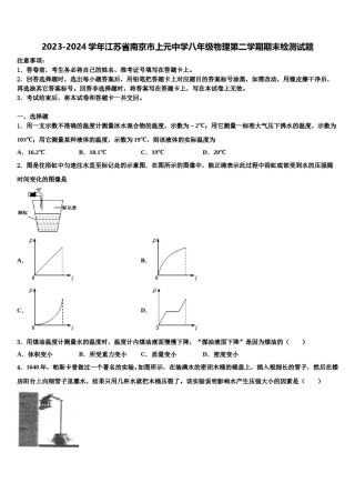 2023-2024学年江苏省南京市上元中学八年级物理第二学期期末检测试题含解析.doc