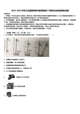 2023-2024学年江苏省南师附中集团物理八下期末综合测试模拟试题含解析.doc