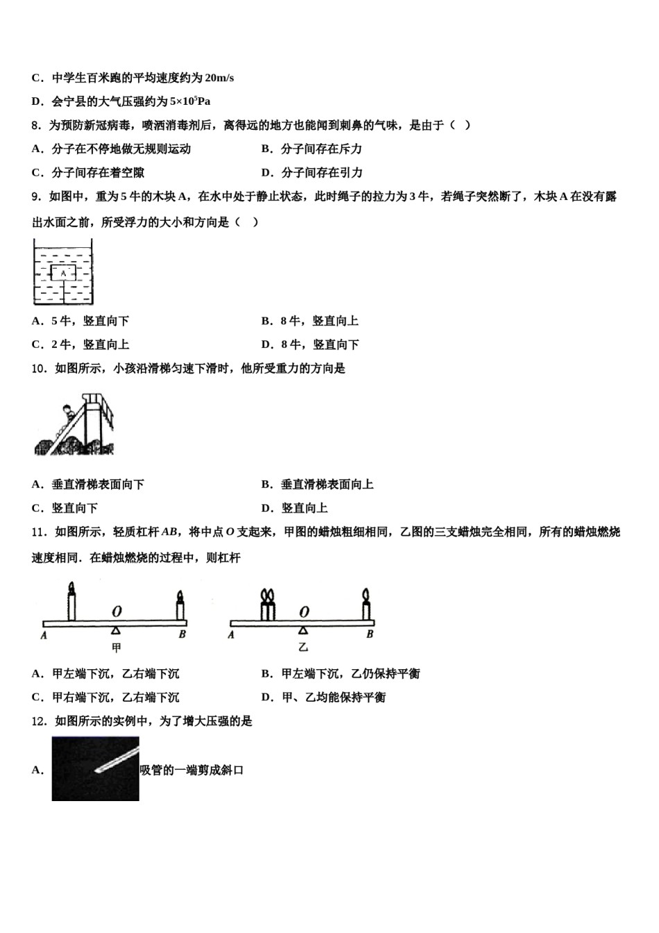 2023-2024学年江苏省南通市紫石中学物理八下期末学业水平测试模拟试题含解析.doc_第3页