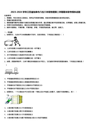 2023-2024学年江苏省如皋市八校八年级物理第二学期期末联考模拟试题含解析.doc