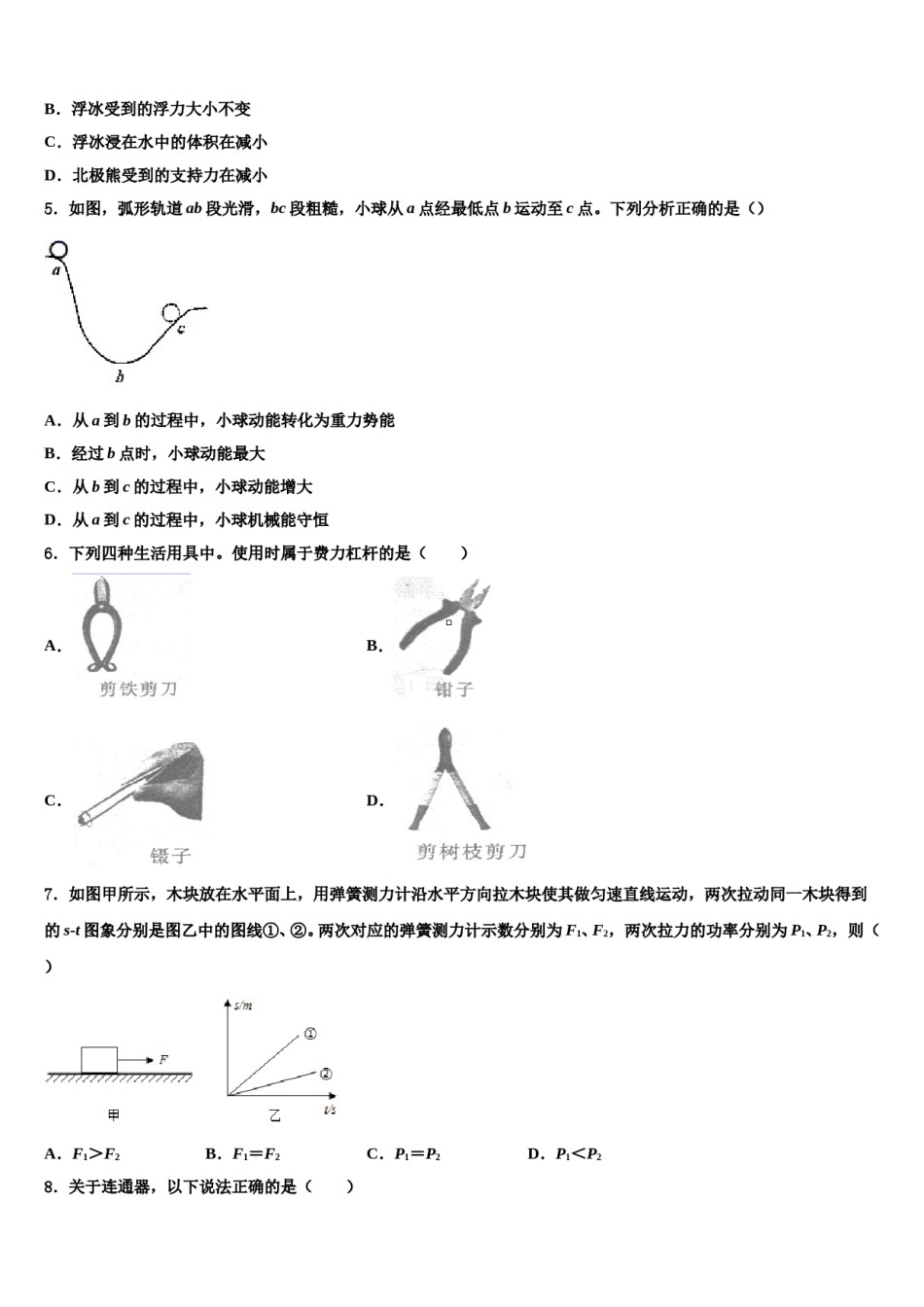 2023-2024学年江苏省宿迁市钟吾国际学校物理八下期末学业水平测试试题含解析.doc_第2页