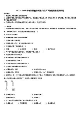 2023-2024学年江苏省徐州市六校八下物理期末预测试题含解析.doc