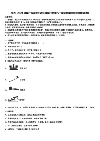 2023-2024学年江苏省徐州市区联学校物理八下期末教学质量检测模拟试题含解析.doc