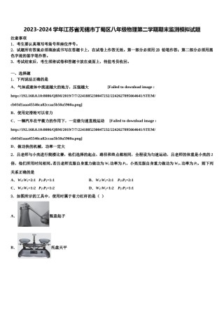 2023-2024学年江苏省无锡市丁蜀区八年级物理第二学期期末监测模拟试题含解析.doc