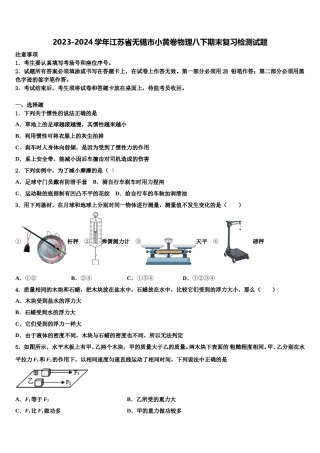 2023-2024学年江苏省无锡市小黄卷物理八下期末复习检测试题含解析.doc