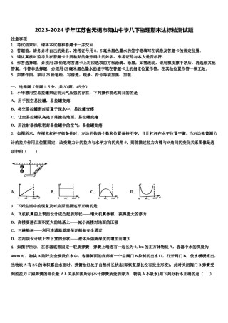 2023-2024学年江苏省无锡市阳山中学八下物理期末达标检测试题含解析.doc