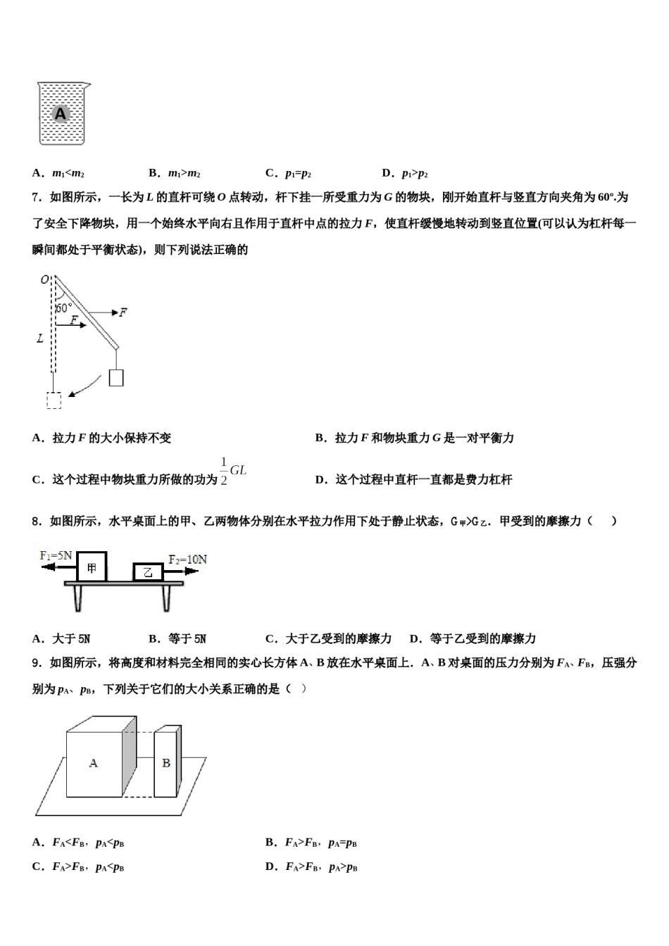 2023-2024学年江苏省江阴市暨阳中学八下物理期末综合测试模拟试题含解析.doc_第2页