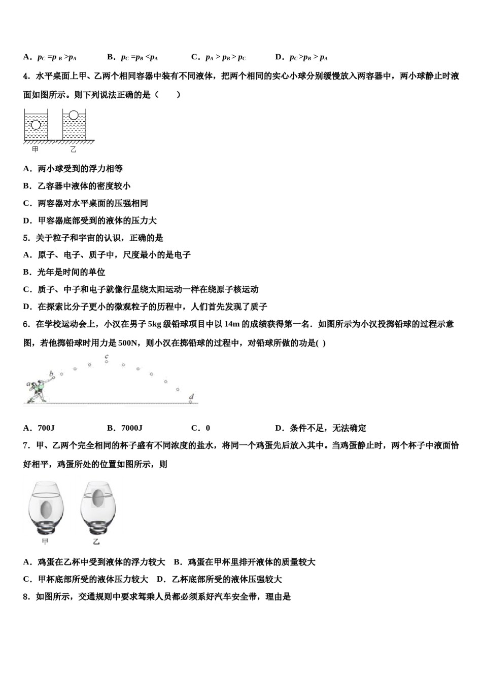 2023-2024学年江苏省江阴市长泾二中学八年级物理第二学期期末综合测试试题含解析.doc_第2页