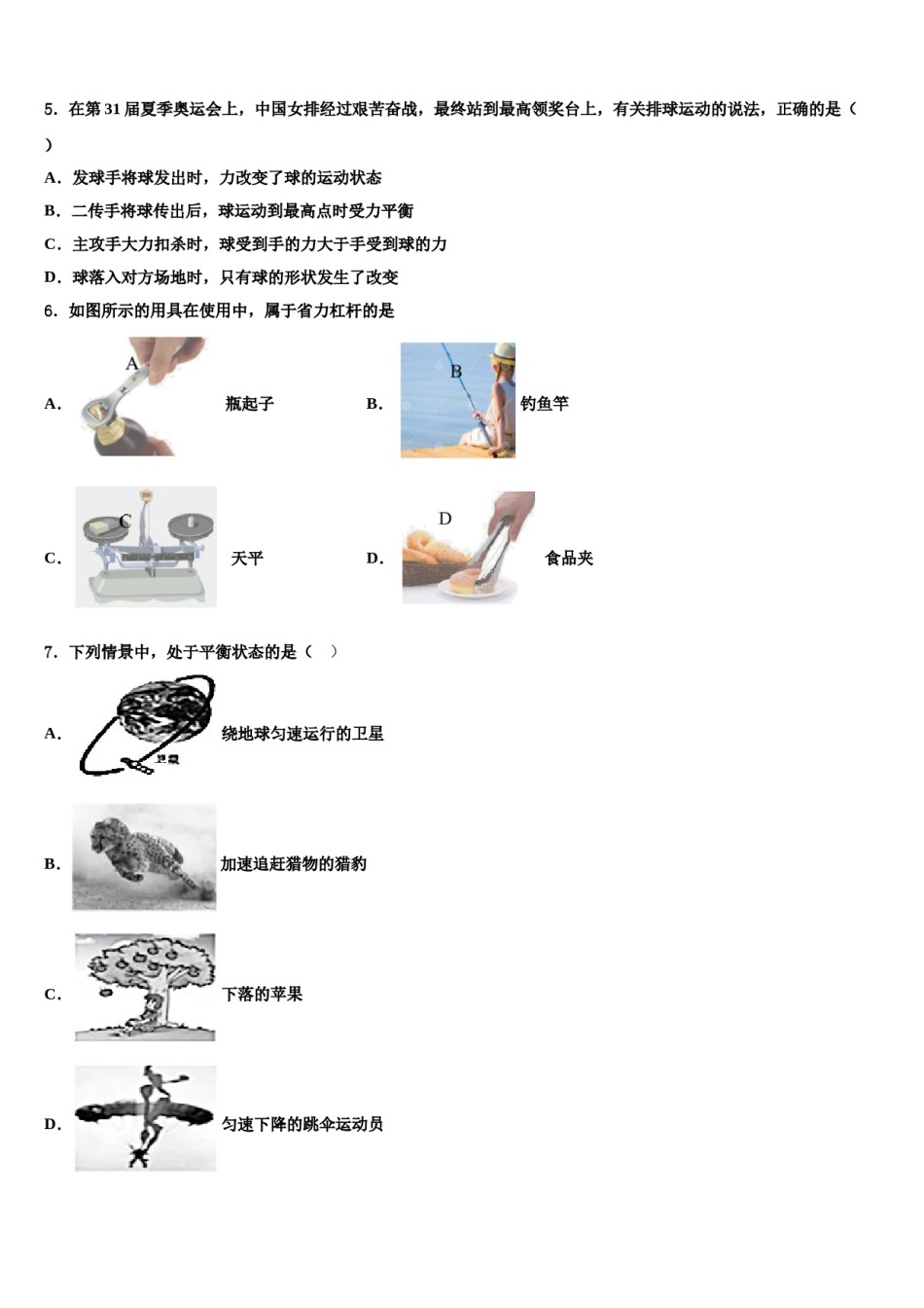 2023-2024学年江苏省盐城市大丰区三龙初级中学物理八下期末考试试题含解析.doc_第2页