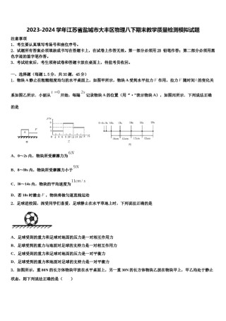 2023-2024学年江苏省盐城市大丰区物理八下期末教学质量检测模拟试题含解析.doc