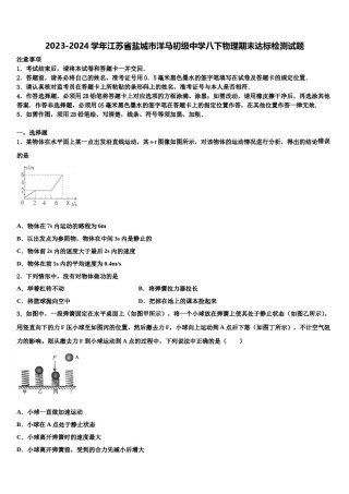2023-2024学年江苏省盐城市洋马初级中学八下物理期末达标检测试题含解析.doc