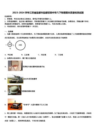 2023-2024学年江苏省盐都市盐都初级中学八下物理期末质量检测试题含解析.doc