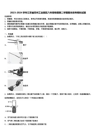 2023-2024学年江苏省苏州工业园区八年级物理第二学期期末统考模拟试题含解析.doc