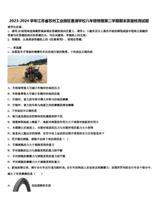 2023-2024学年江苏省苏州工业园区星湖学校八年级物理第二学期期末质量检测试题含解析.doc