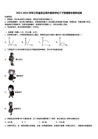 2023-2024学年江苏省连云港外国语学校八下物理期末调研试题含解析.doc