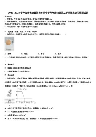 2023-2024学年江苏省连云港市沙河中学八年级物理第二学期期末复习检测试题含解析.doc