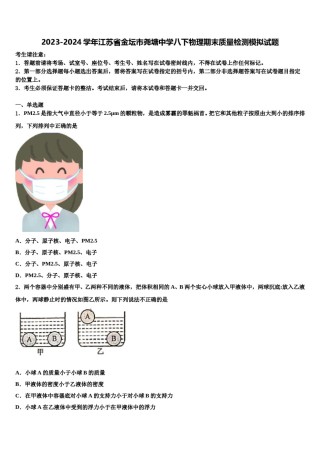 2023-2024学年江苏省金坛市尧塘中学八下物理期末质量检测模拟试题含解析.doc
