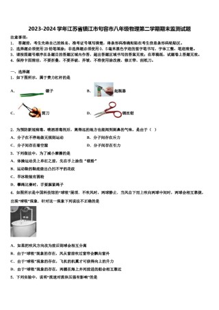 2023-2024学年江苏省镇江市句容市八年级物理第二学期期末监测试题含解析.doc