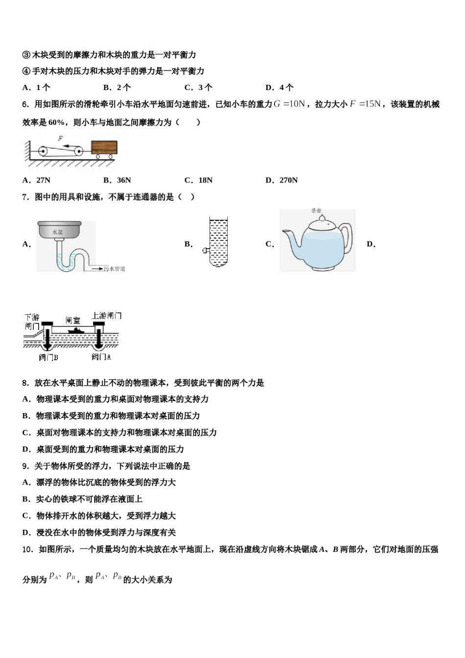 2023-2024学年江苏省镇江市外国语八年级物理第二学期期末质量检测试题含解析.doc_第2页