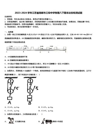 2023-2024学年江苏省高邮市三垛中学物理八下期末达标检测试题含解析.doc