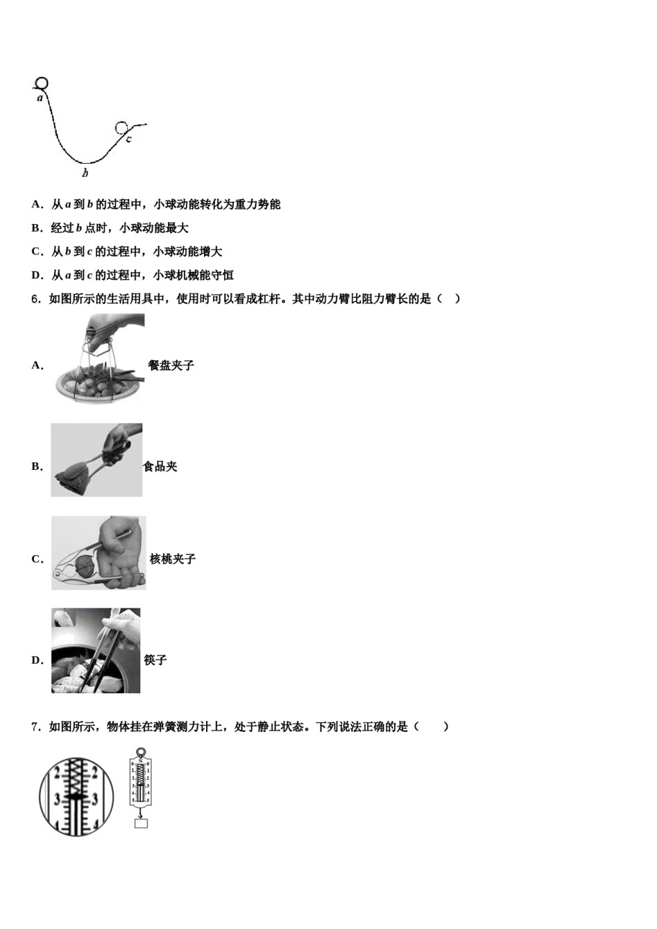 2023-2024学年江西省上饶市广信区广信区第七中学物理八下期末质量检测模拟试题含解析.doc_第2页