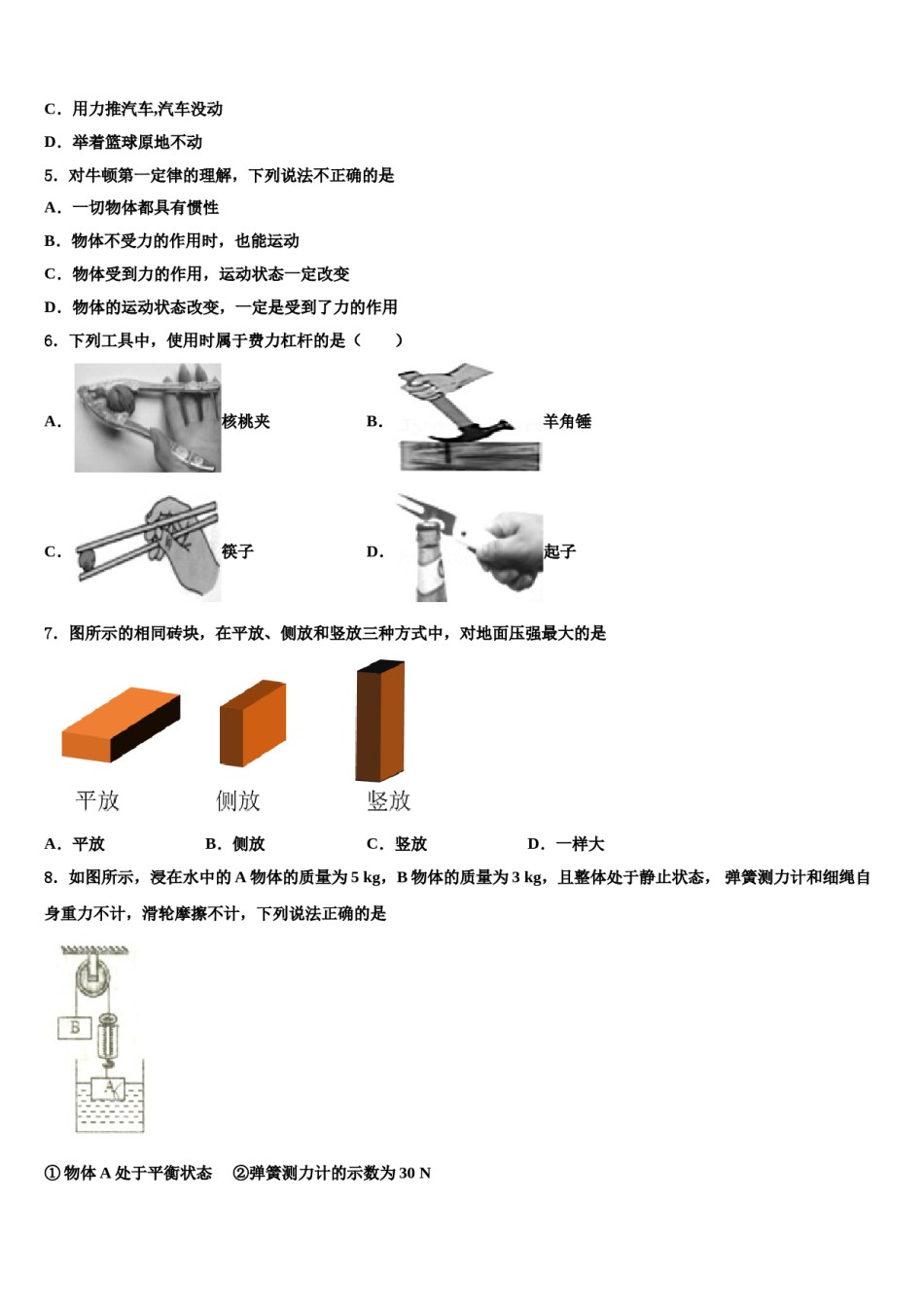 2023-2024学年江西省永修县军山中学八年级物理第二学期期末学业水平测试试题含解析.doc_第2页