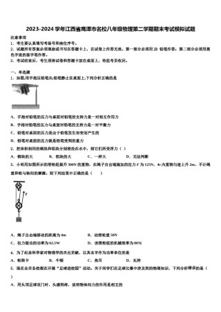 2023-2024学年江西省鹰潭市名校八年级物理第二学期期末考试模拟试题含解析.doc
