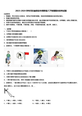 2023-2024学年河北省保定市博野县八下物理期末统考试题含解析.doc