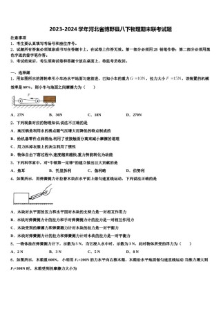 2023-2024学年河北省博野县八下物理期末联考试题含解析.doc