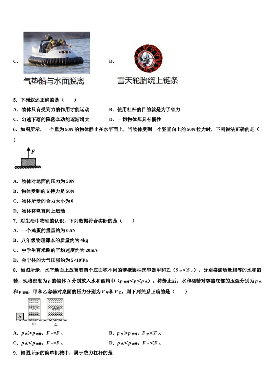 2023-2024学年河北省辛集市八年级物理第二学期期末联考模拟试题含解析.doc_第2页