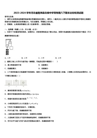 2023-2024学年河北省隆尧县北楼中学等物理八下期末达标检测试题含解析.doc