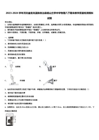 2023-2024学年河北省青龙满族自治县祖山兰亭中学物理八下期末教学质量检测模拟试题含解析.doc