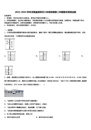 2023-2024学年河南省偃师市八年级物理第二学期期末预测试题含解析.doc