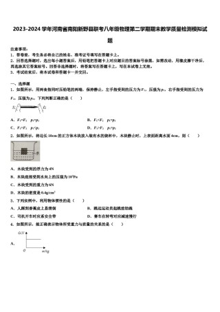 2023-2024学年河南省南阳新野县联考八年级物理第二学期期末教学质量检测模拟试题含解析.doc