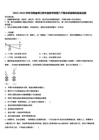 2023-2024学年河南省周口西华县联考物理八下期末质量跟踪监视试题含解析.doc