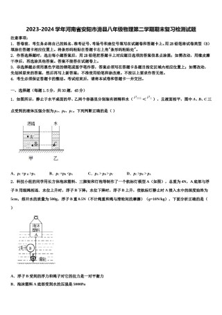 2023-2024学年河南省安阳市滑县八年级物理第二学期期末复习检测试题含解析.doc