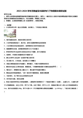 2023-2024学年河南省宝丰县联考八下物理期末调研试题含解析.doc