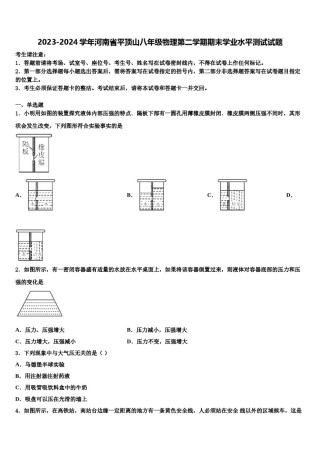 2023-2024学年河南省平顶山八年级物理第二学期期末学业水平测试试题含解析.doc