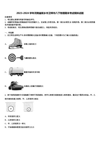 2023-2024学年河南省新乡市卫辉市八下物理期末考试模拟试题含解析.doc